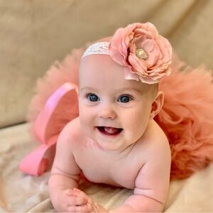 Baby Tutu (rose colored) AND matching rose headband